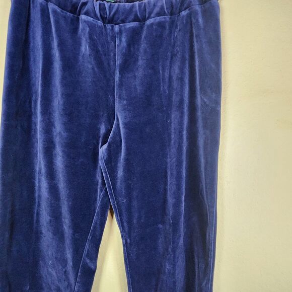 Lauren Ralph Lauren Navy Blue‎ Velvet Pull On Lounge comfort elastic Pants Sz XL - Picture 3 of 10